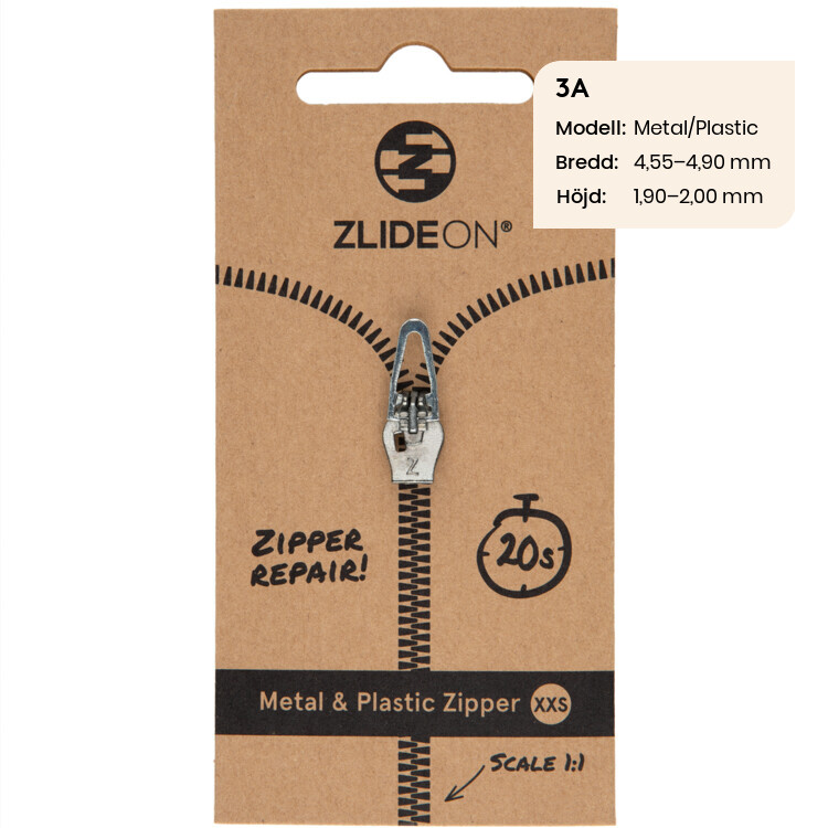 Zlideon Normal Plastic & Metal Zipper Xxs - Silver - Str. XXS - Lynlås