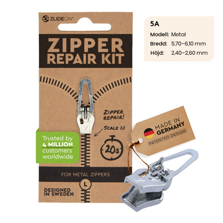 Zlideon Normal Metal Zipper L - Silver - Str. L - Lynlås