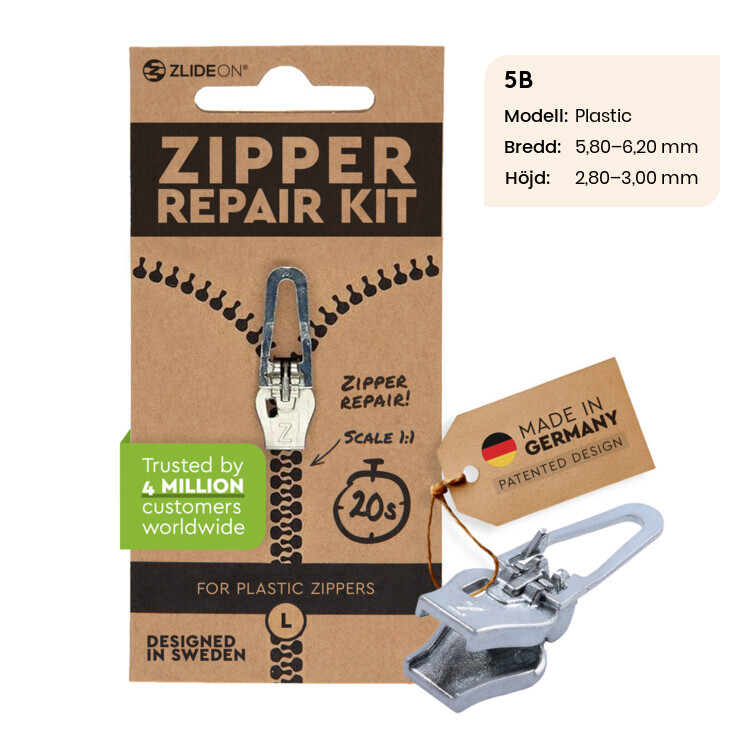 Zlideon Normal Plastic Zipper L - Silver - Str. L - Lynlås