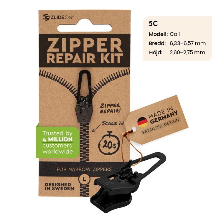 Zlideon Narrow Zipper L - Black - Str. L - Lynlås