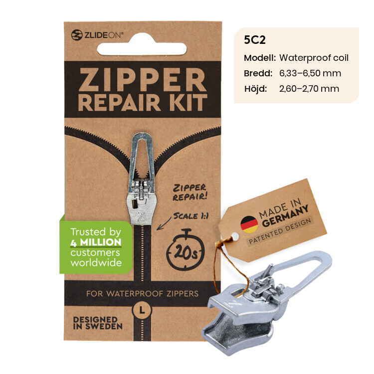 ZlideOn - løber til lynlåsen, 5C2 Sølv