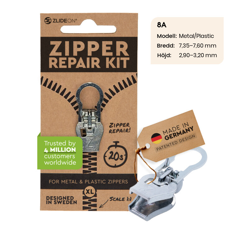 Zlideon Normal Metal & Plastic Zipper Xl - Silver - Str. XL - Lynlås