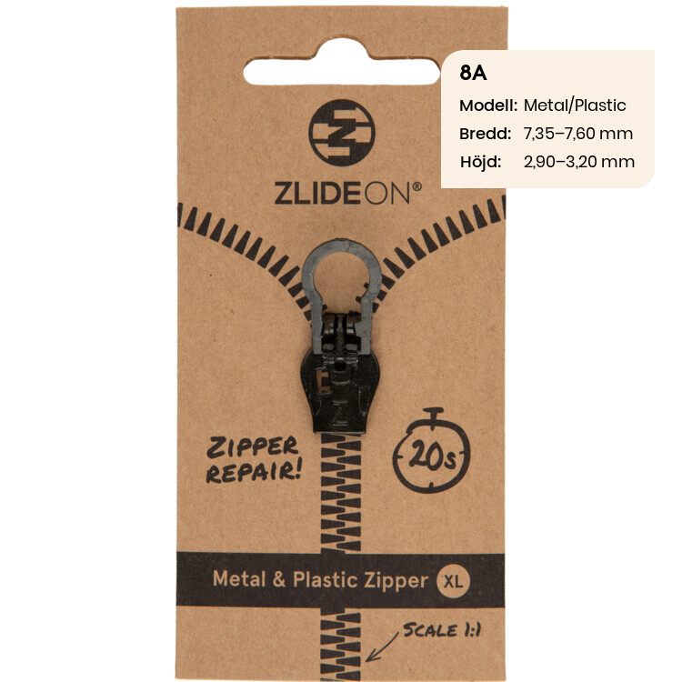 Zlideon Normal Metal & Plastic Zipper Xl - Black - Str. XL - Lynlås