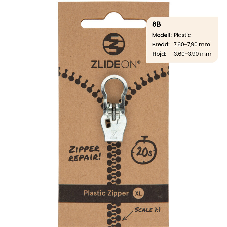 Zlideon Normal Plastic Zipper Xl - Silver - Str. XL - Lynlås
