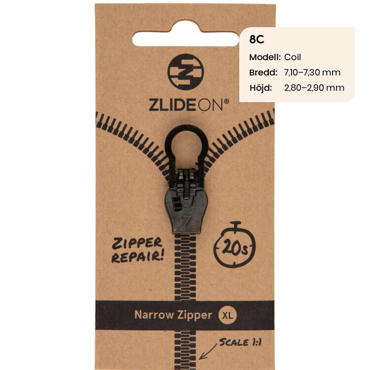 Zlideon Narrow Zipper Xl - Black - Str. XL - Lynlås