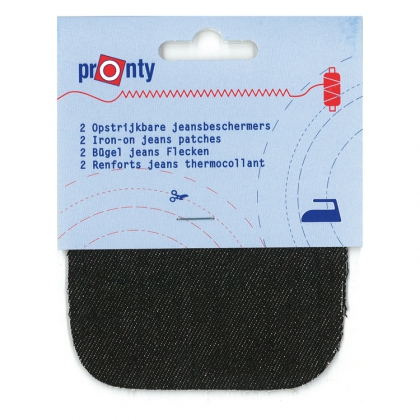 Lapper til jeans, 2-pak Sort 15x10 cm