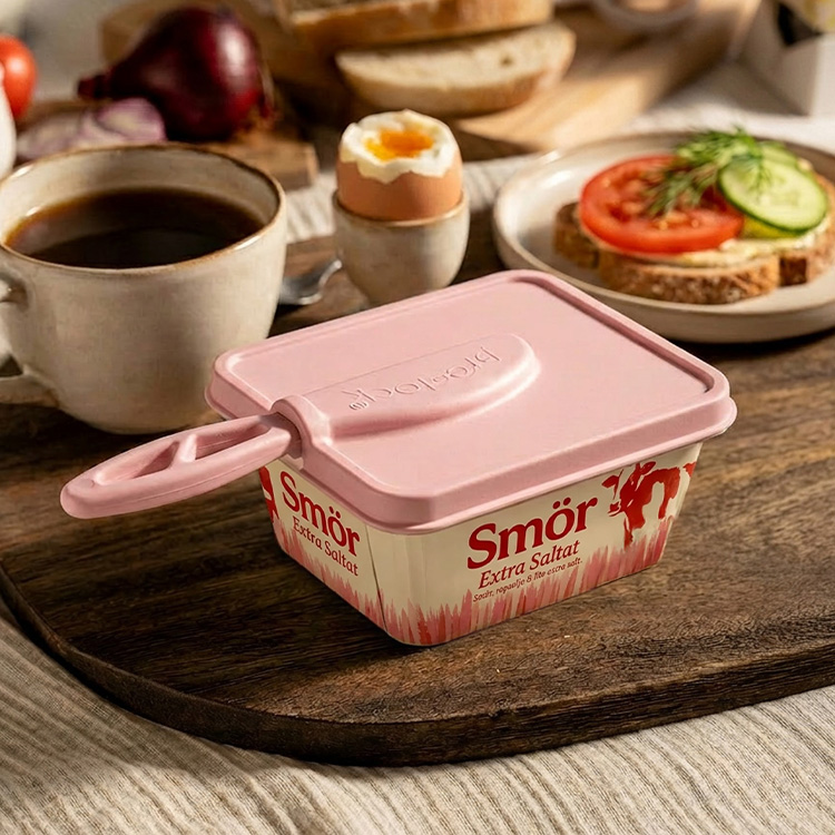 Brelock, låg med smørkniv, 600 g Lyserød