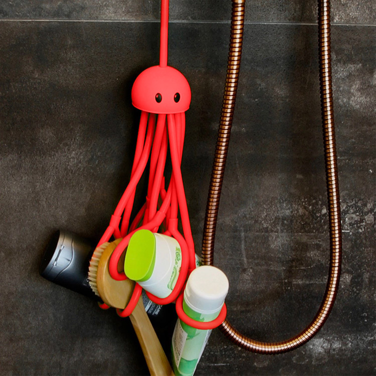 Shampoo- og flaskeholder Octopus, Rød