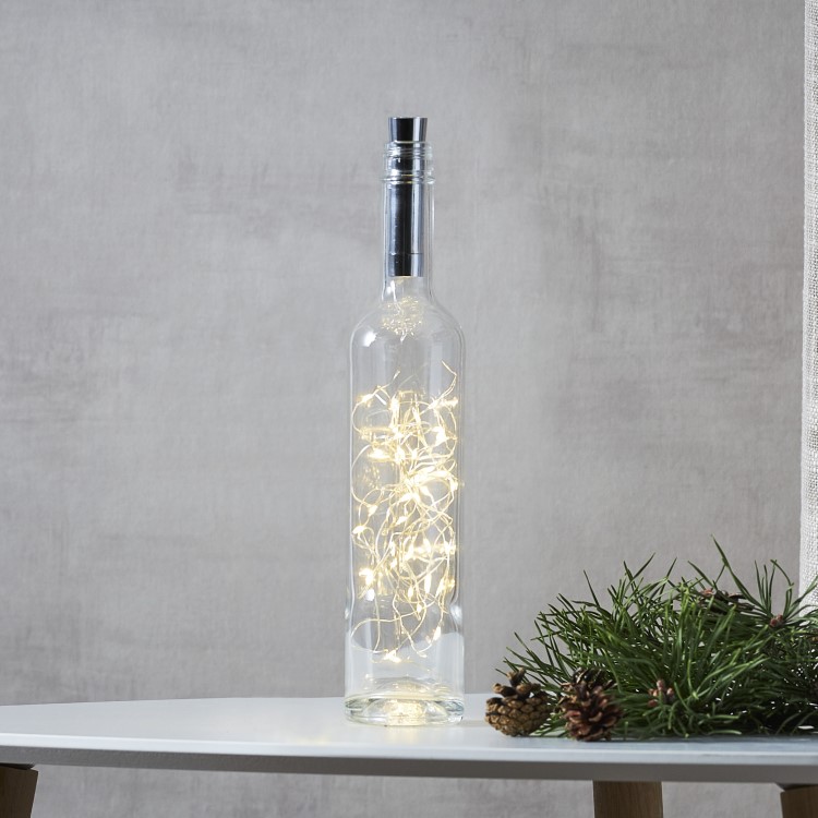 Batteridrevet dekorations lyskæde, Tub krom 40 pærer