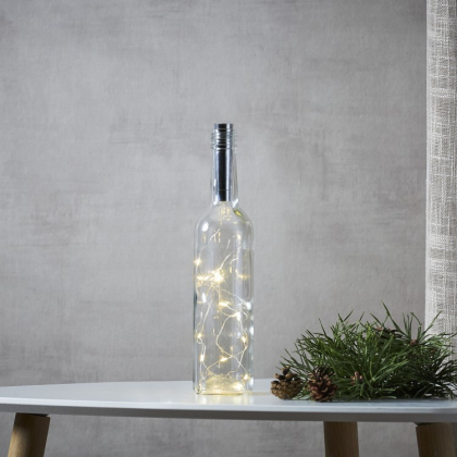 Batteridrevet dekorations lyskæde, Tub krom 15 pærer