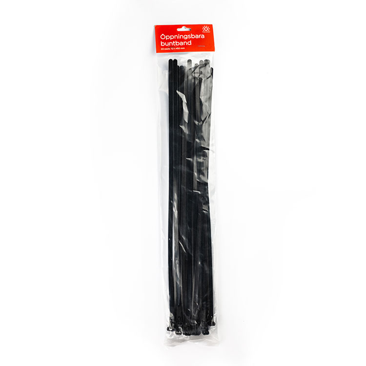 Genanvendelige strips 20-pak, Sort 46 cm