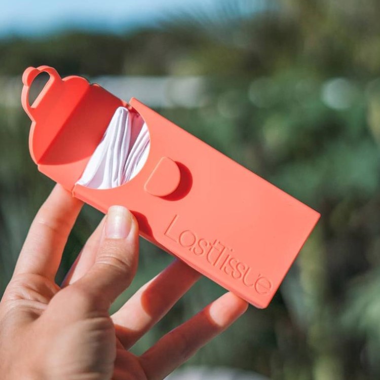 Lommetørklædeholder med bomuldslommetørklæder, Orange