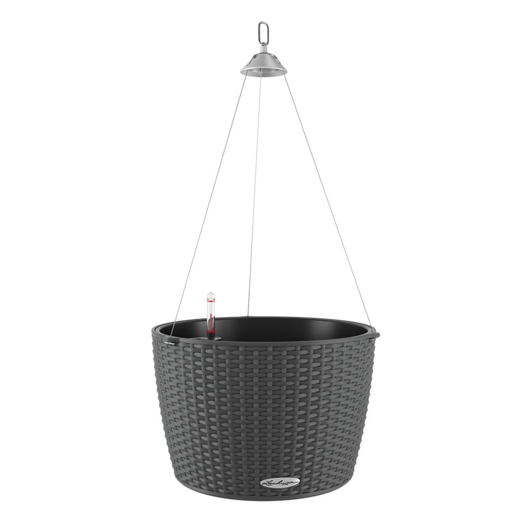 Selvvandende ampelpotte, Mørkegrå Ø35 cm