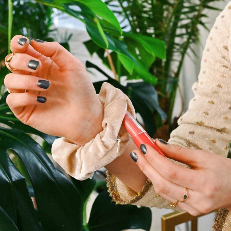 Scrunchie med lomme, Velvet Beige