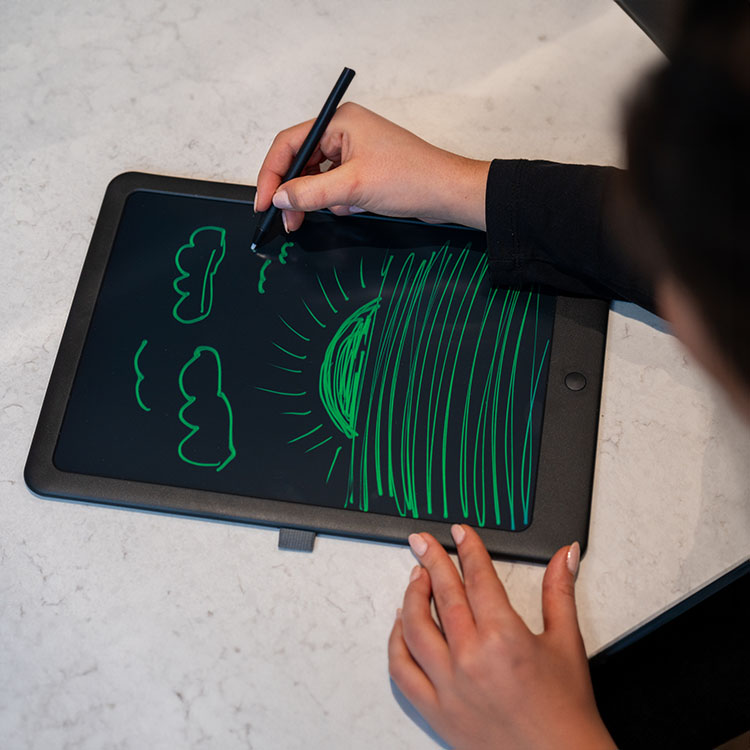 Tegne- og skrivetavle, tommer billede