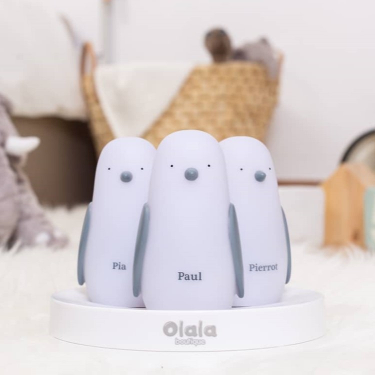 Små natlamper 3 stk., Pingvin Hvid billede