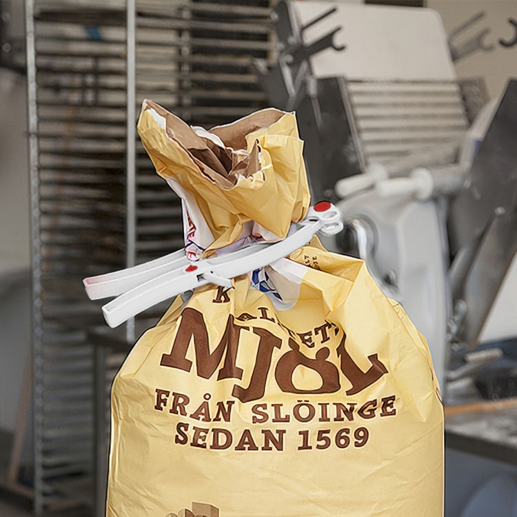 Stor poseklemme til sæk, hvid 31,5 cm