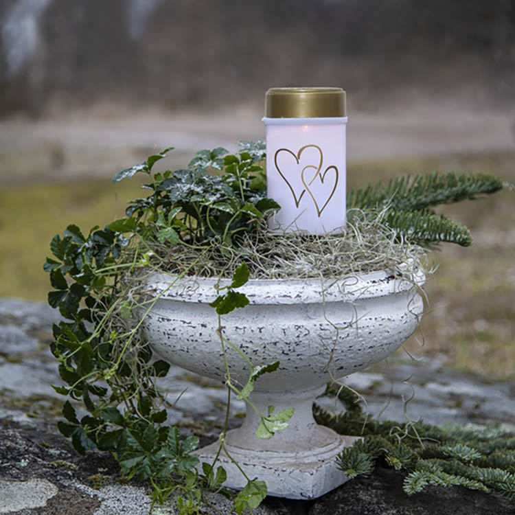 Solcelledrevet gravlys, Hvid