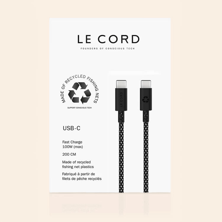 USB-kabel i genbrugt fiskenet, USB C til C