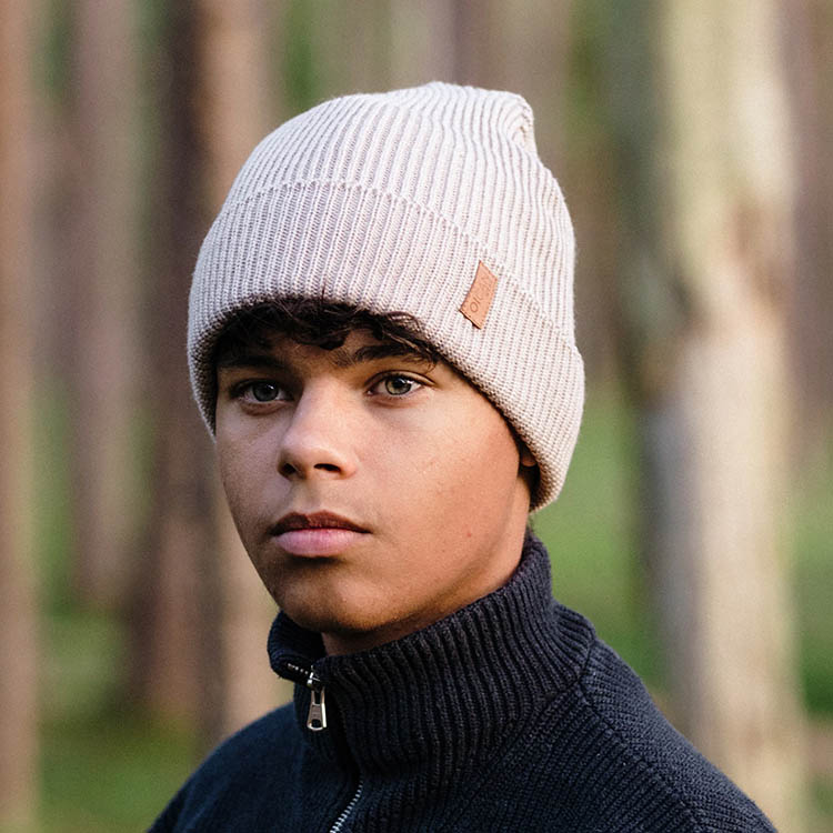 Hue i strik med hovedbeskyttelse OICAN, Beige Small