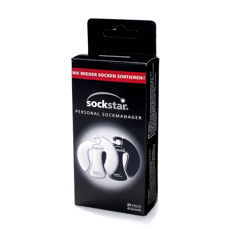 Sockstar strømpeklemmer 20-pak, Sort/hvid/grå/rosa