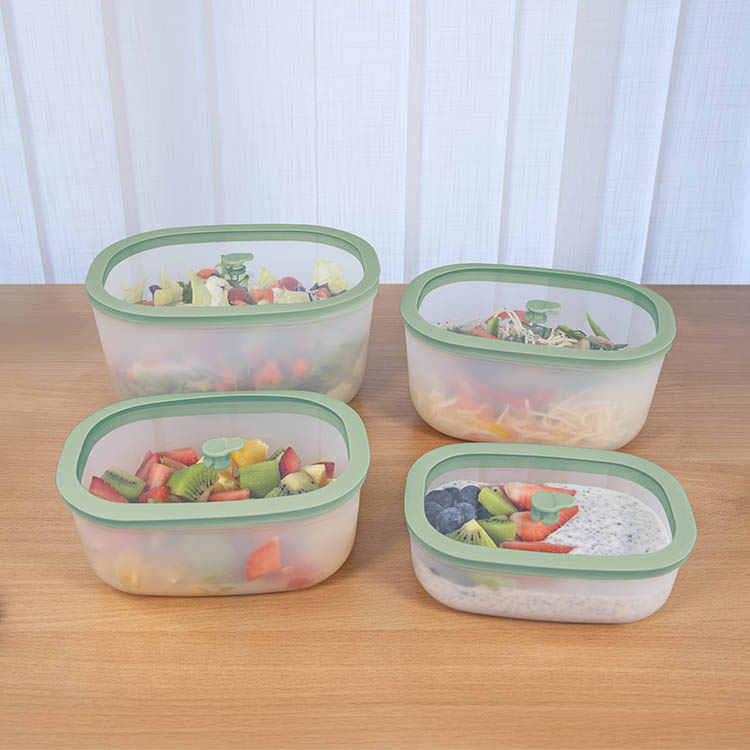 Vakuumbokse med glaslåg, sæt med 4 stk.