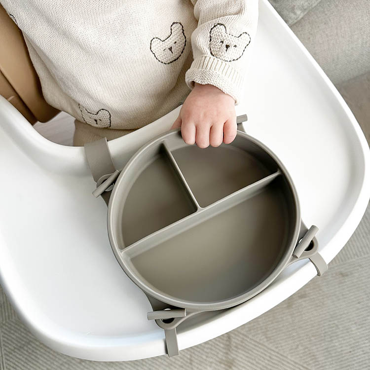 Børnetallerken med sugekop og strop, Beige