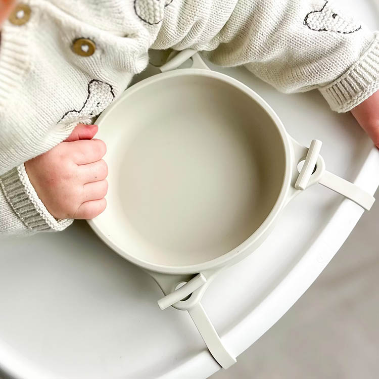 Børneskål med sugekop og strop, Grå