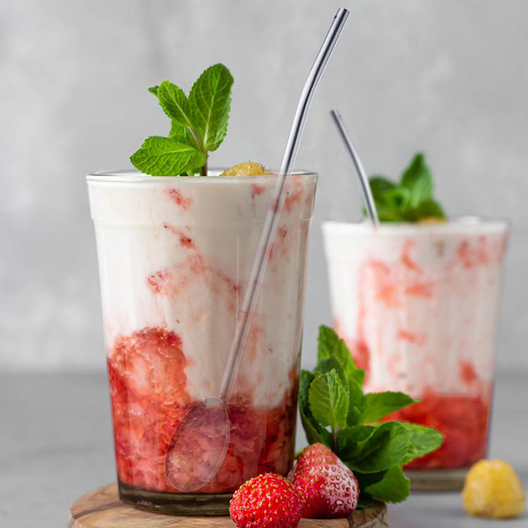 Sugerør med ske 4-pak