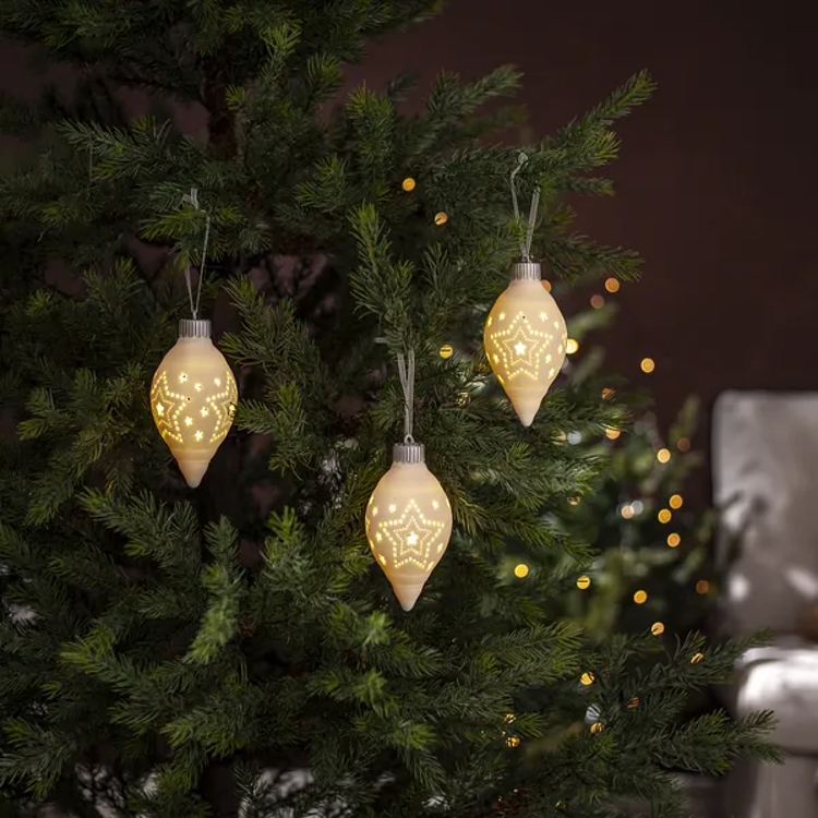 Star Trading Gota porcelænskugler med lys, 13,3 cm, 3-pak