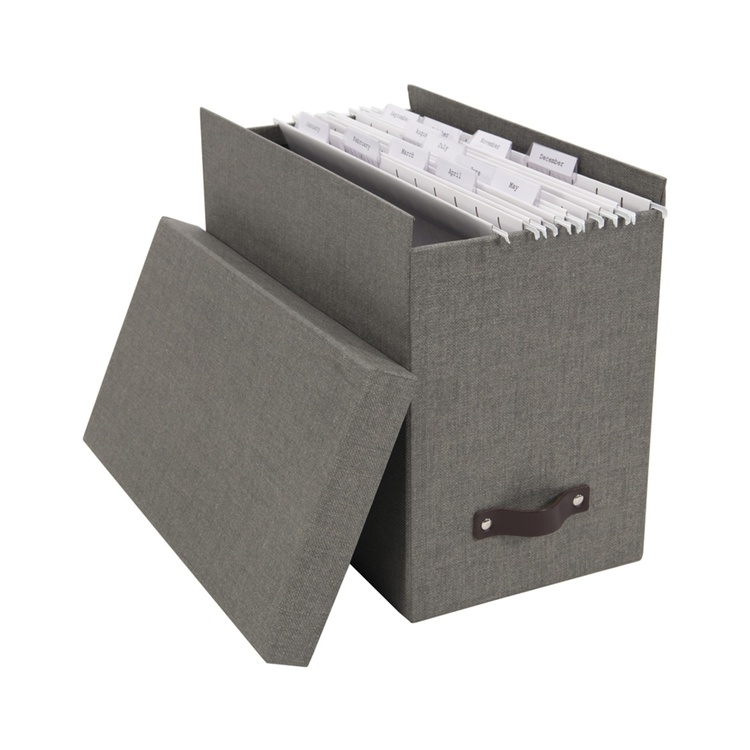 Arkivboks med faner Grå Pap 18,5cm x 35cm x 26,5cm Rektangulær - Grå - 18,5cm x 35cm x 26,5cm - Marie