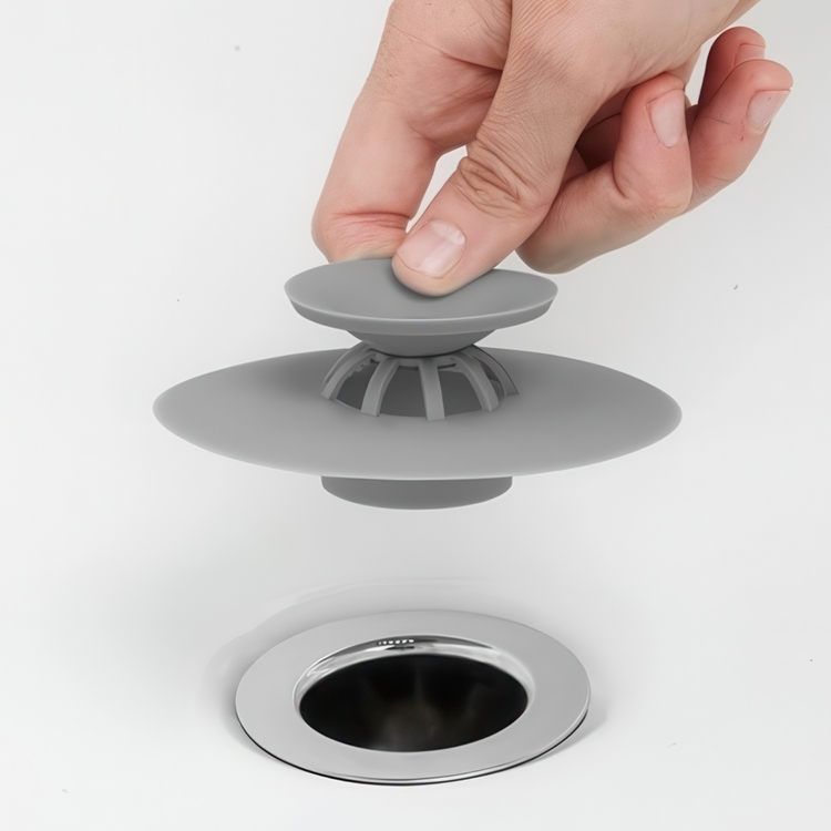 Afløbssi / prop, FLEX DRAIN AND HAIR CATCHER, Ø 10 cm, Umbra, Grå