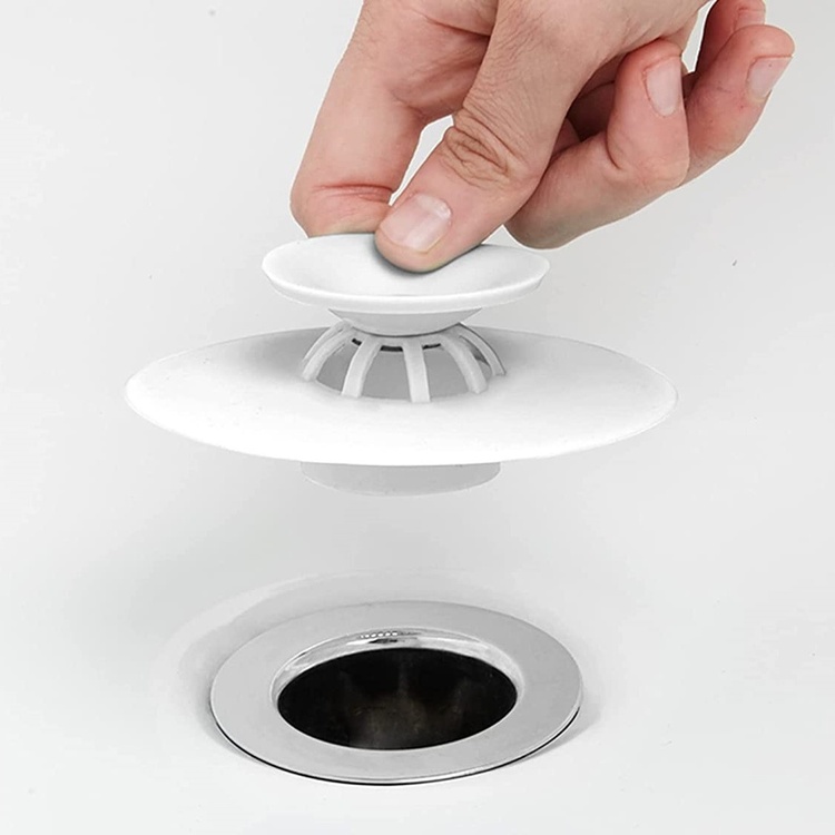 Afløbssi / prop, FLEX DRAIN AND HAIR CATCHER, Ø 10 cm, Umbra, Hvid
