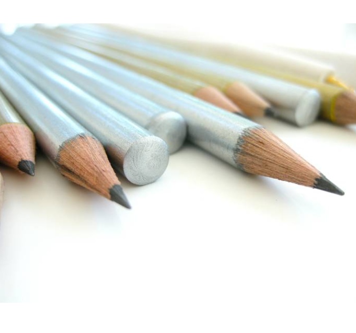 Blyanter, 5 stk., DESKSTORE, H 17,5 cm, Sølv