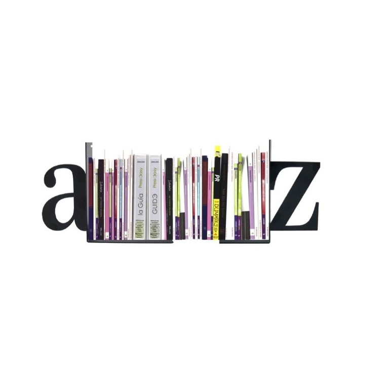 Bogstøtter i metal, 2 stk., BOOK ENDS A - Z, Sorte