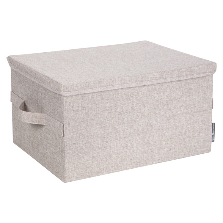 Opbevaringskasse med fast låg 38L, Bigso, Beige