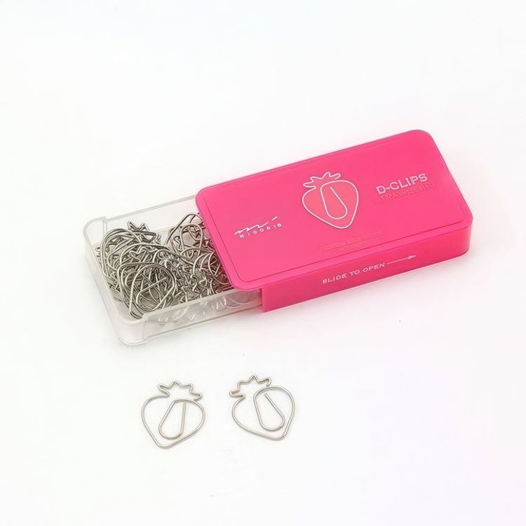 Clips, jordbær, 30 stk., D-CLIPS STRAWBERRY, Midori, Pink / sølv