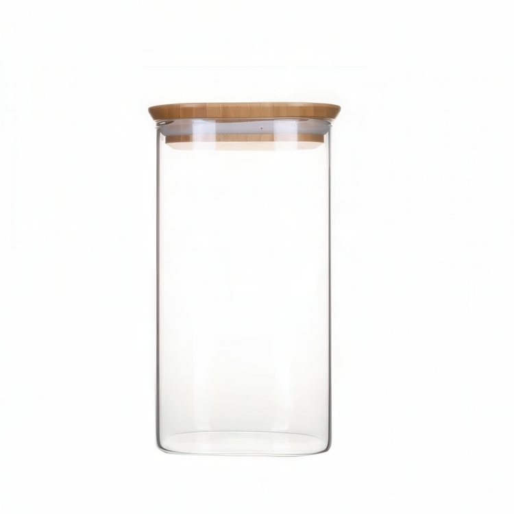 Glaskrukke med bambuslåg 1,4L, Pebbly