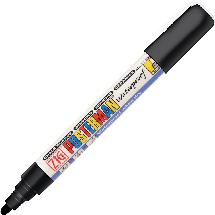 Kridtpen 2 mm, Zig, Sort billede