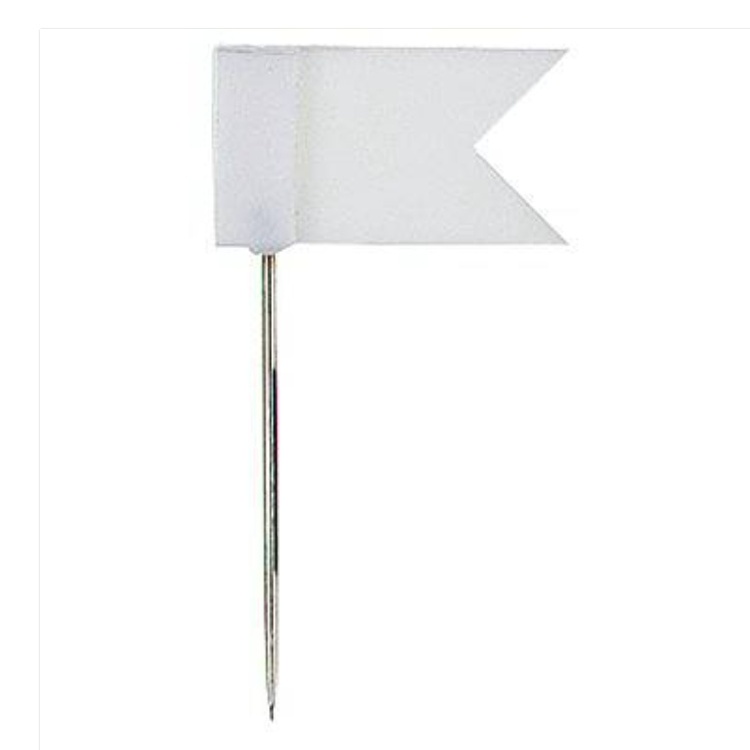 Kortnåle med flag, 20 stk., FLAG PINS, Hvid