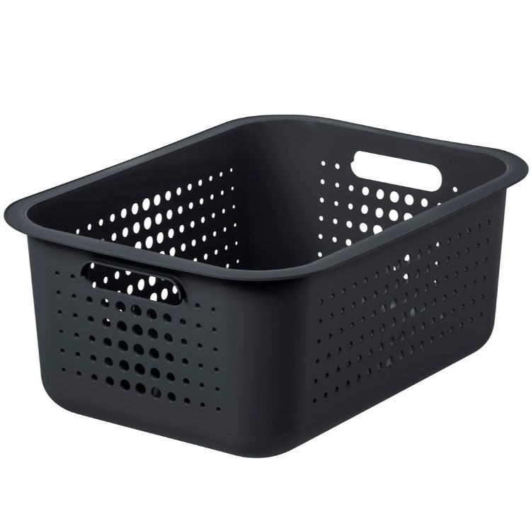 Opbevaringskurv i genbrugsplast 10L, SmartStore, Sort