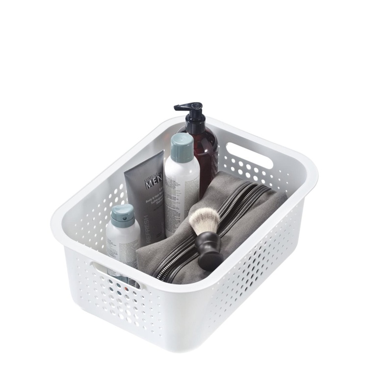 Opbevaringskurv (3 størrelser) Hvid Plast 28cm x 37cm x 15cm - Hvid - 28cm x 37cm x 15cm - Linea