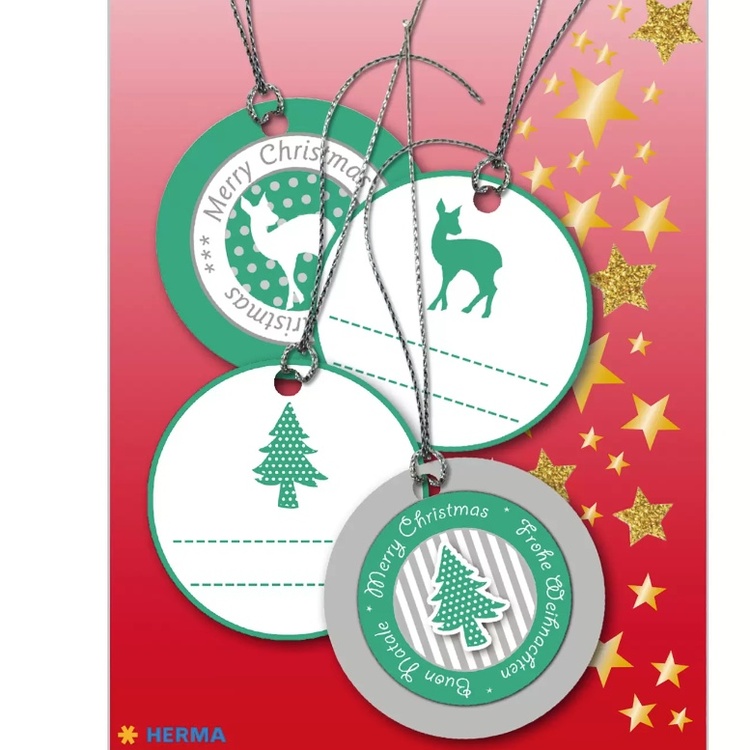 Luksuriøse gavemærker med julemotiv, 4 stk., 3D CHRISTMAS GIFT TAGS, Ø
