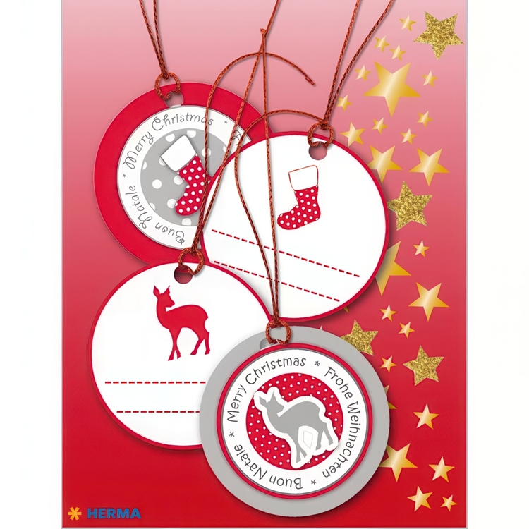 Luksuriøse gavemærker med julemotiv, 4 stk., 3D CHRISTMAS GIFT TAGS, Ø