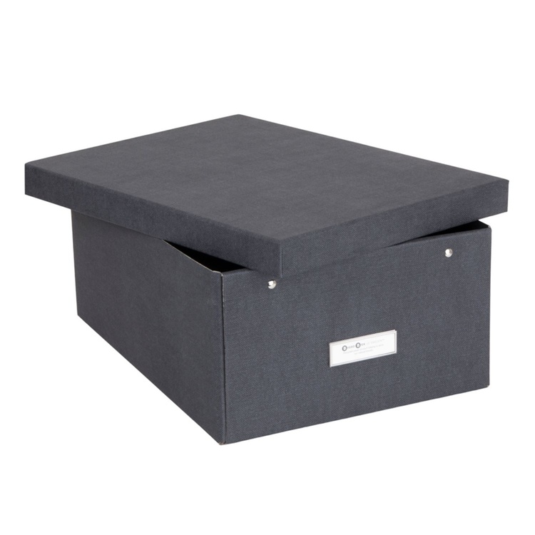 Opbevaringsboks med etiketholder, Katia canvas, Bigso, Sort