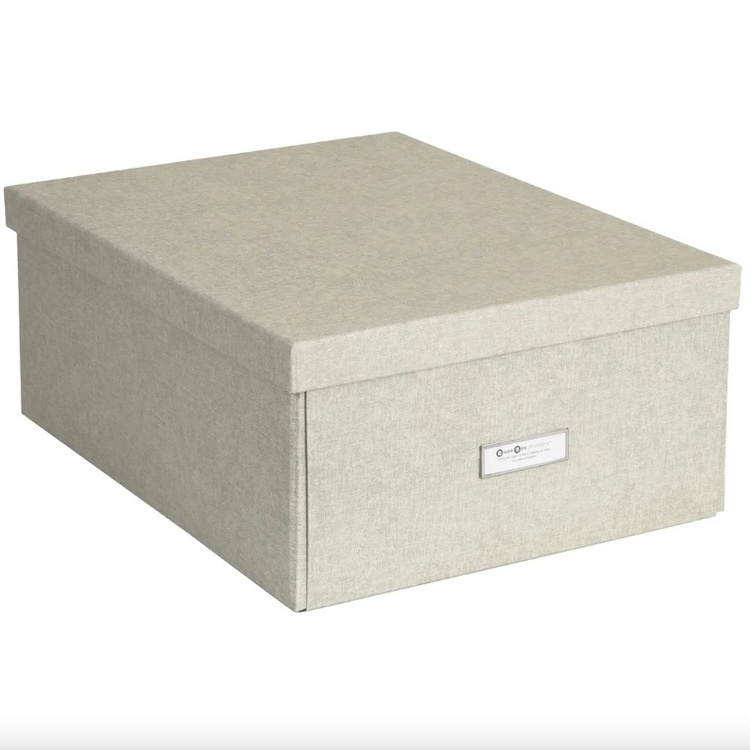 Opbevaringsboks med etiketholder, Katrin canvas, Bigso, Beige