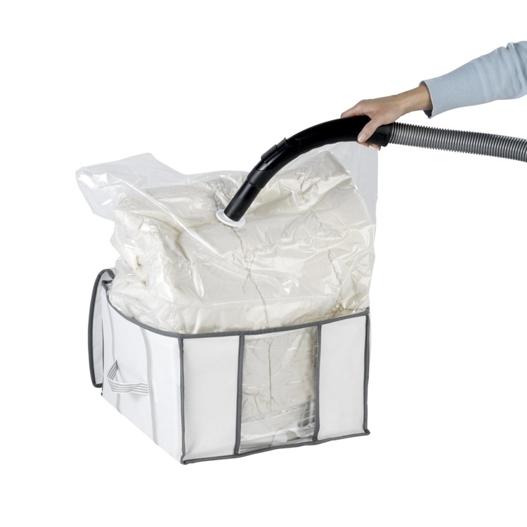 WENKO Soft Box S, Opbevaringspose til blødt tøj, Transparent, Hvid, Polyethylen, Polypropylen (PP), Lynlås, 40 cm, 25 cm