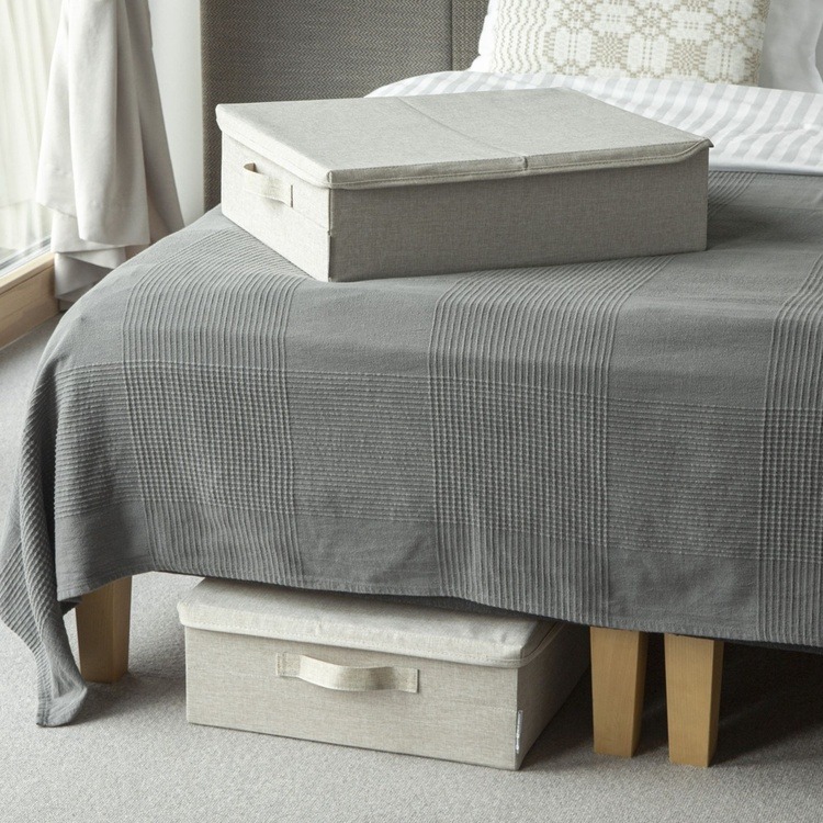 Sengeskuffe (2 farver) Beige Rektangulær Tekstil 46cm x 55cm x 16cm - Beige - 46cm x 55cm x 16cm - Carrie