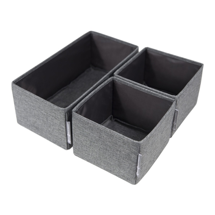 Skuffeinddeler (sæt med 3 stk.) - Grå - 29cm x 29cm x 11cm - Carrie