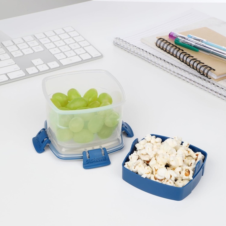 Snackboks med indsats 0,4L, Sistema, Mørkeblå
